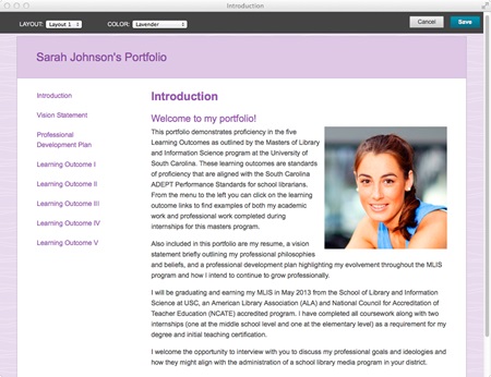 Sample Blackboard Portfolio Layouts